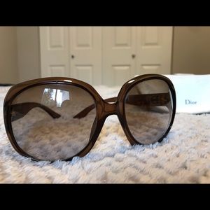 Dior Brown Round Oversized Sunglasses